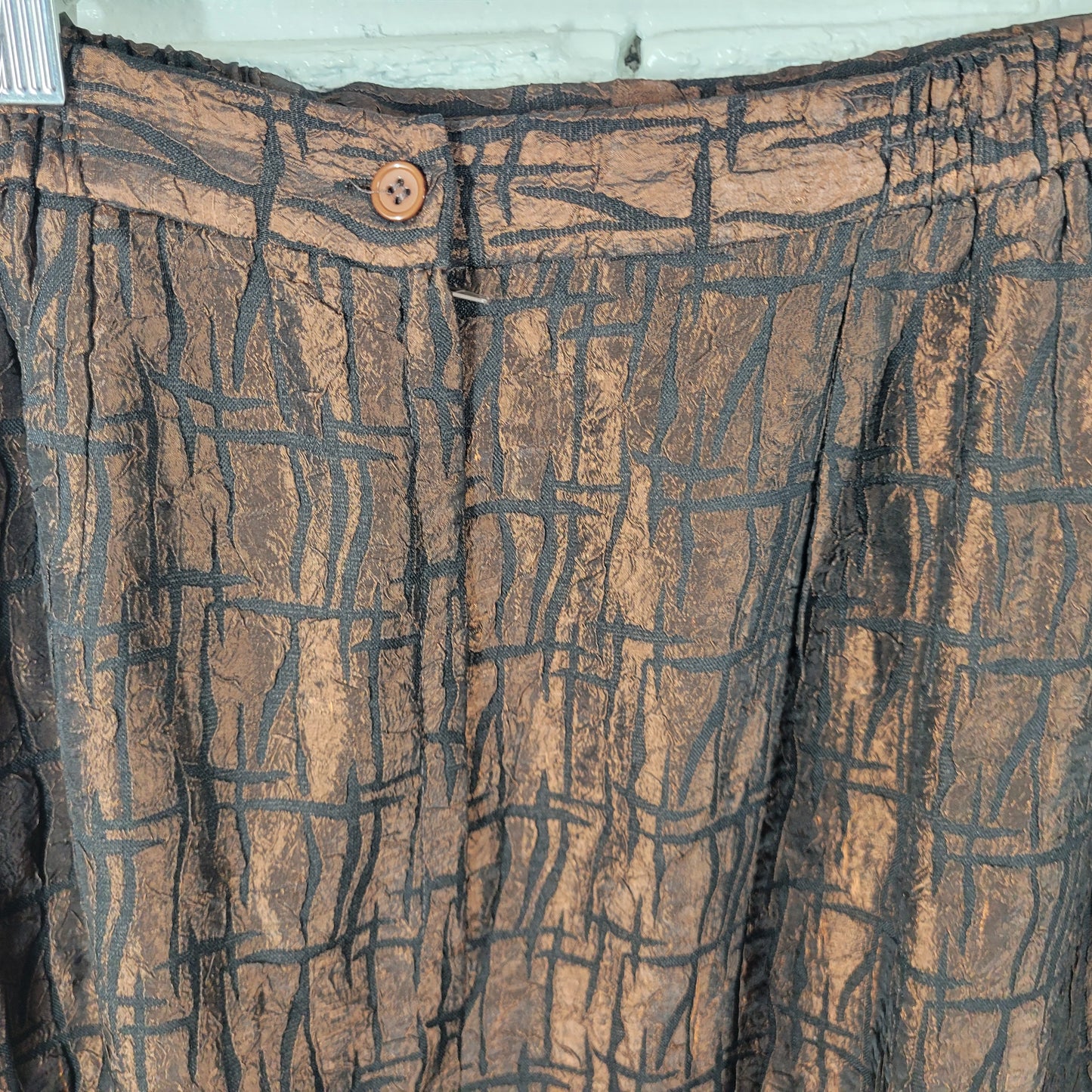 Elsa Loraine Skirt 22W Plus Brown Black Abstract Midi Pencil Straight GEO86XE