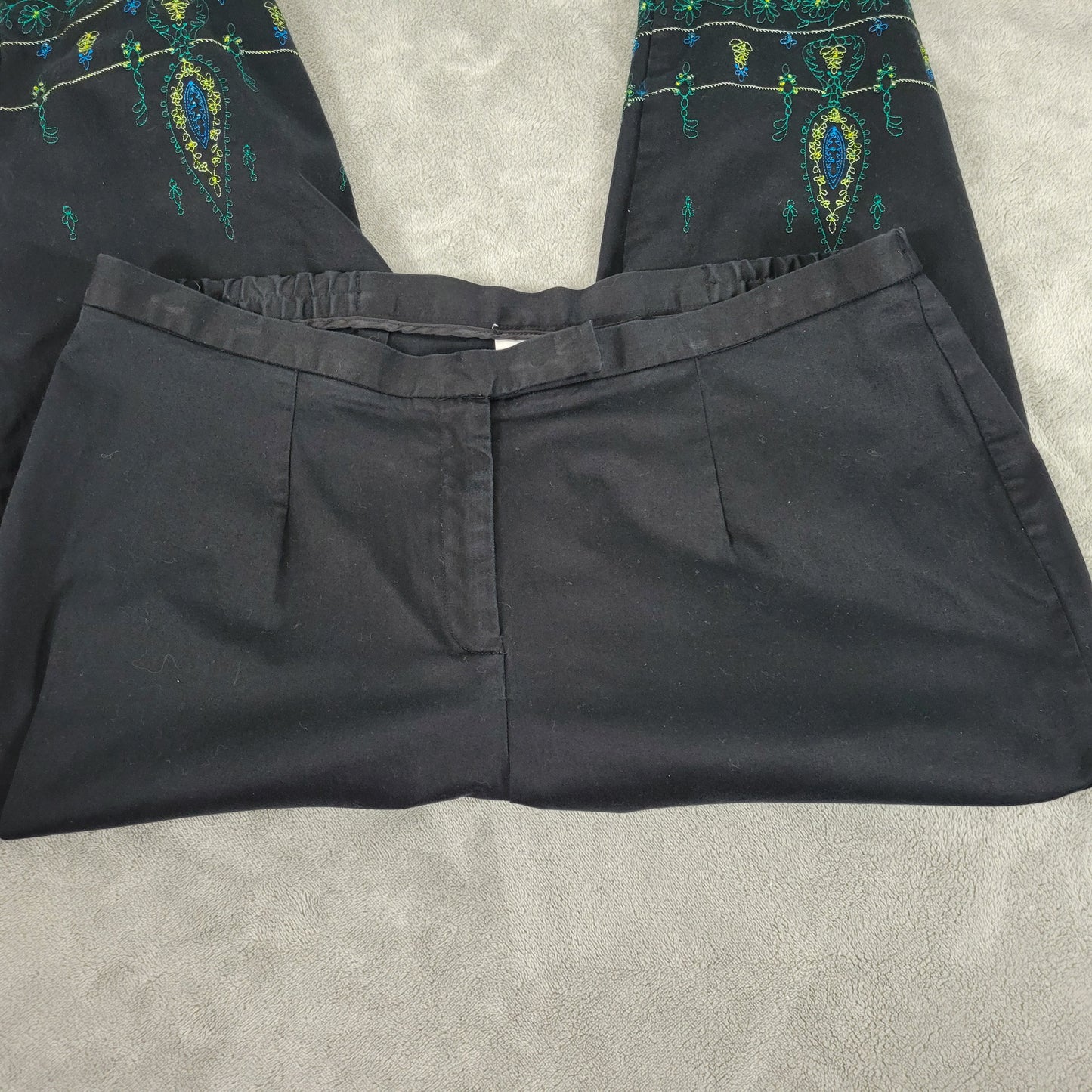 Worthington Dress Pants 20W Plus Black Capri Beaded Embroidered CAP34E
