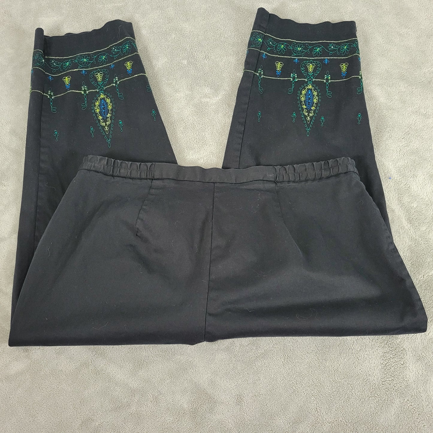 Worthington Dress Pants 20W Plus Black Capri Beaded Embroidered CAP34E