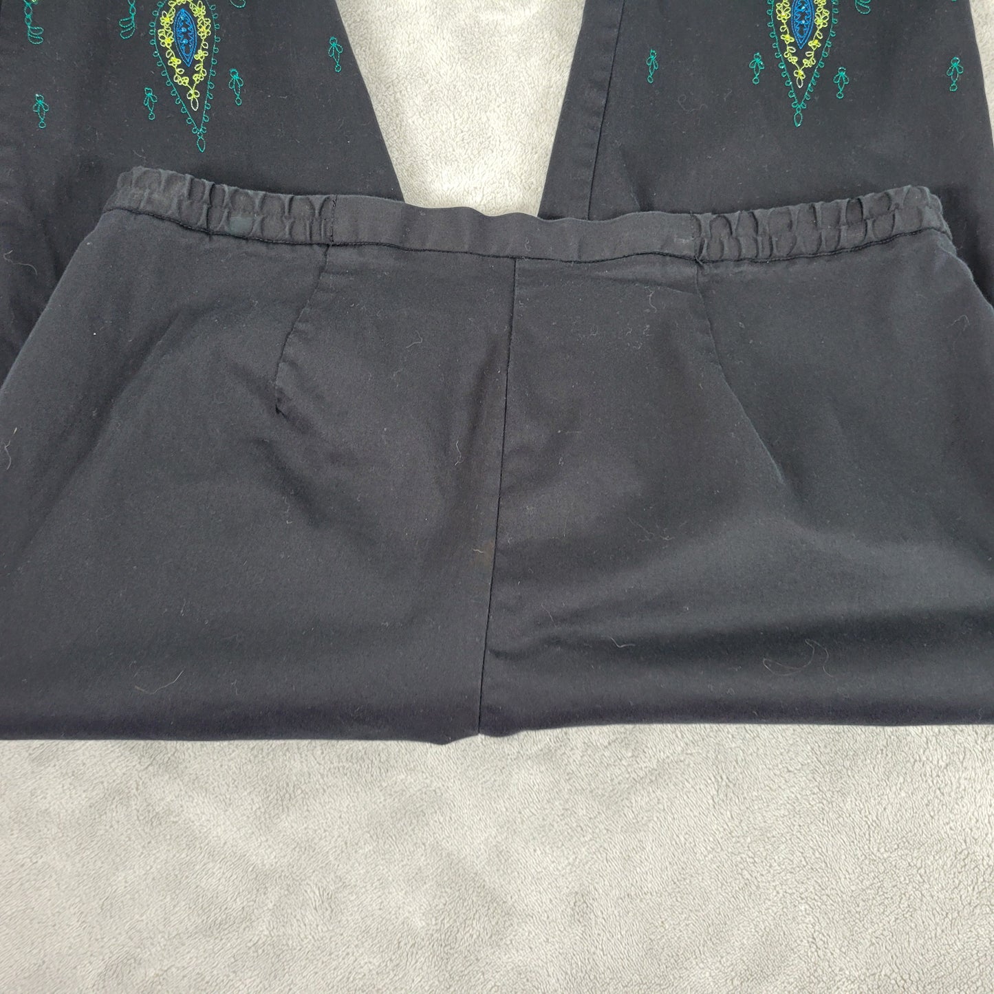 Worthington Dress Pants 20W Plus Black Capri Beaded Embroidered CAP34E