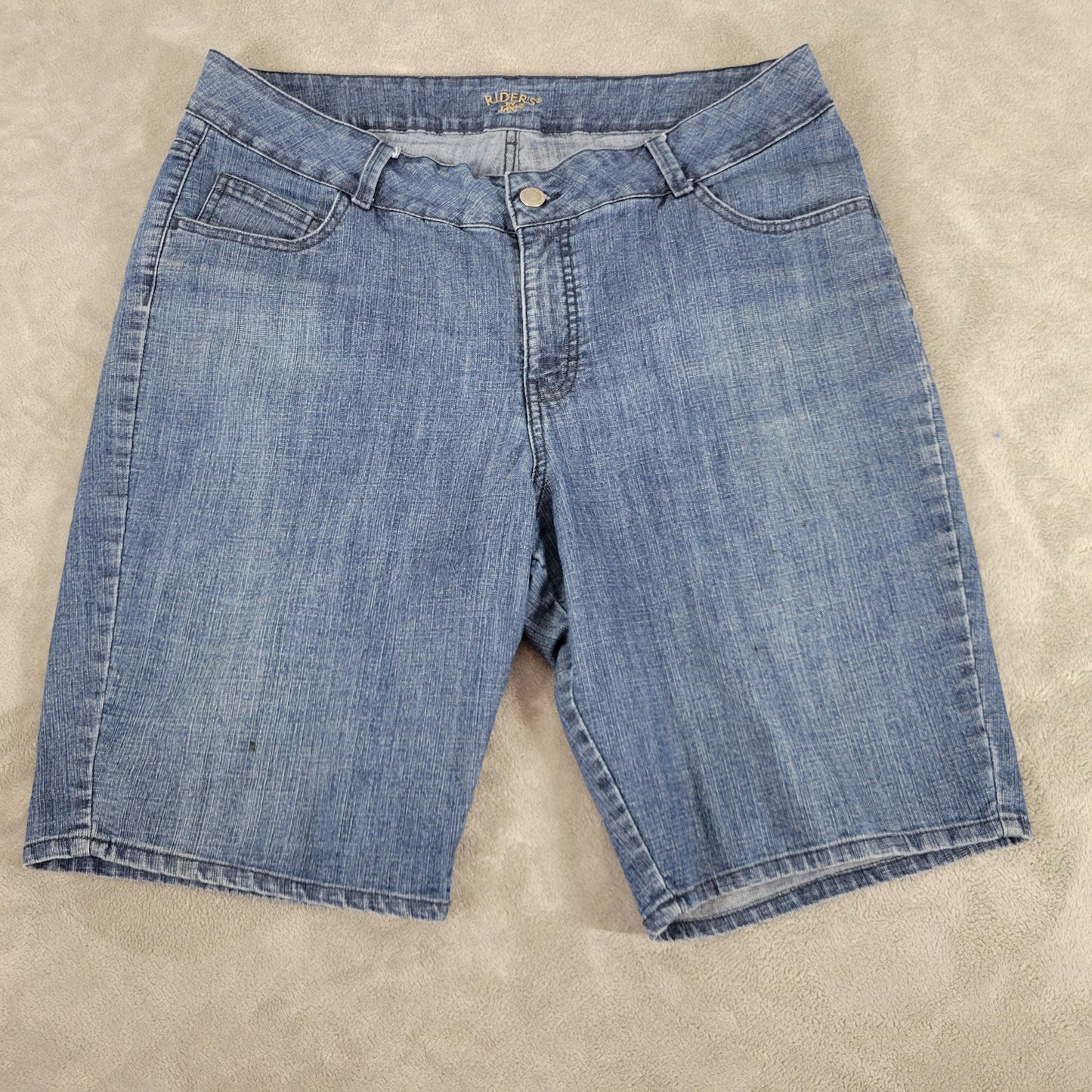 Riders by Lee Denim Shorts 18W Plus Dark Wash Blue Elastic Waist Stretch SHO1E