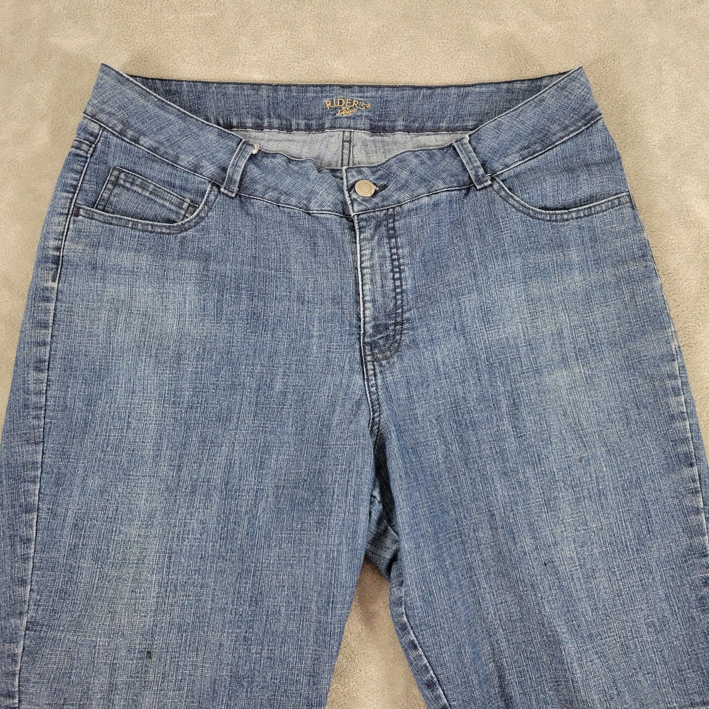 Riders by Lee Denim Shorts 18W Plus Dark Wash Blue Elastic Waist Stretch SHO1E