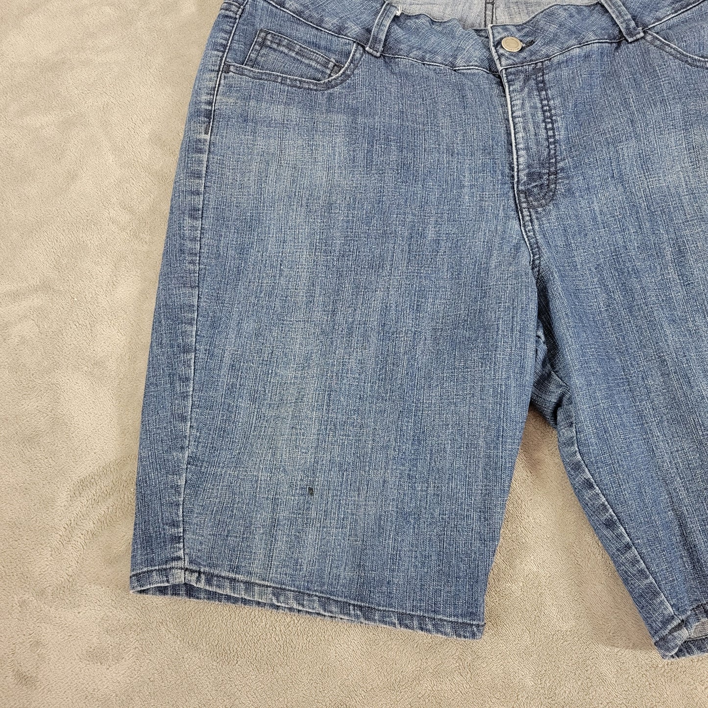 Riders by Lee Denim Shorts 18W Plus Dark Wash Blue Elastic Waist Stretch SHO1E