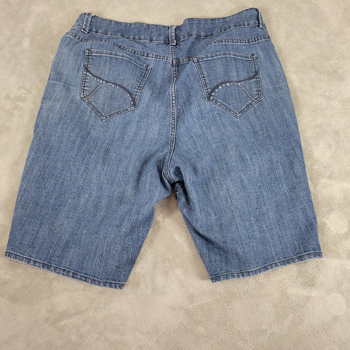 Riders by Lee Denim Shorts 18W Plus Dark Wash Blue Elastic Waist Stretch SHO1E