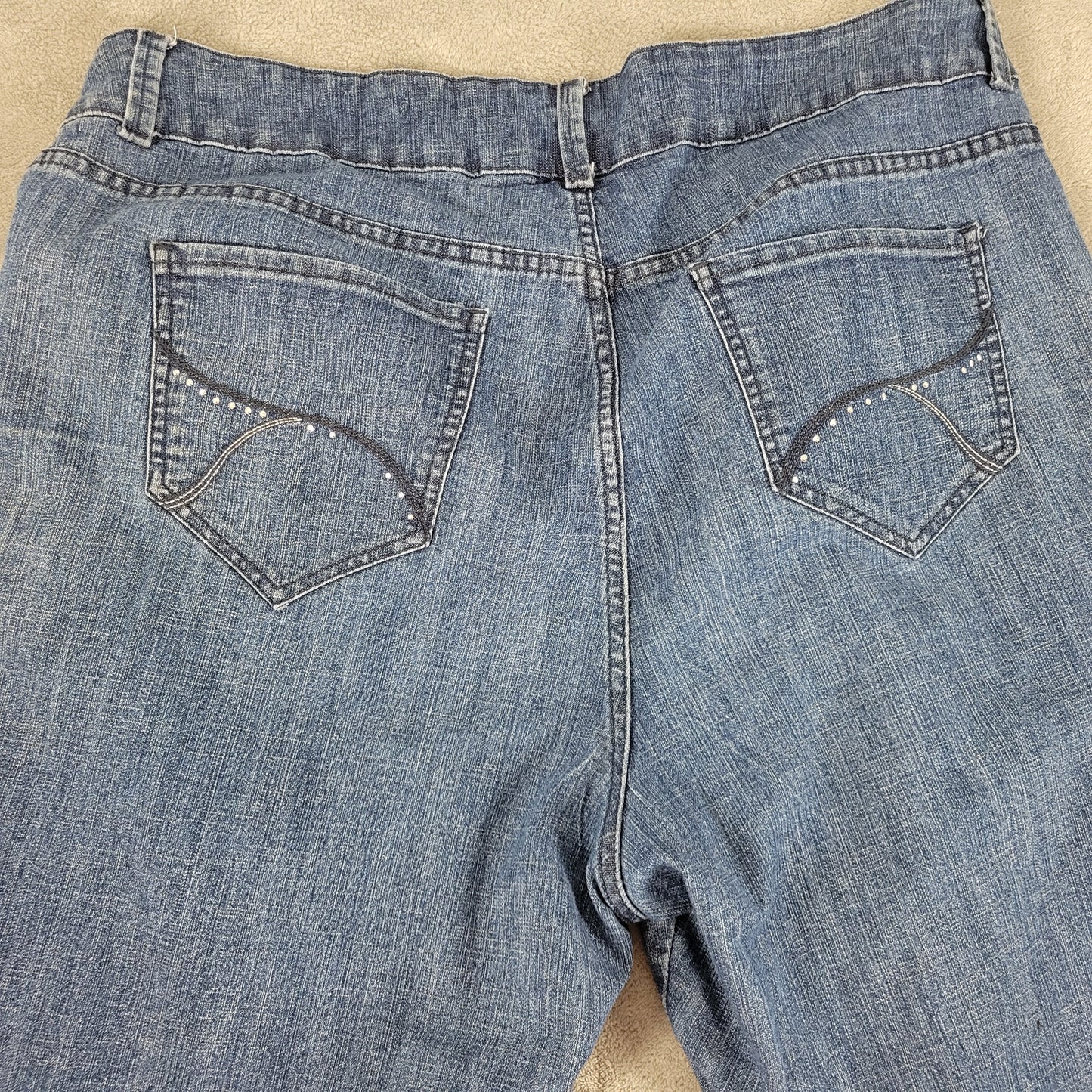 Riders by Lee Denim Shorts 18W Plus Dark Wash Blue Elastic Waist Stretch SHO1E