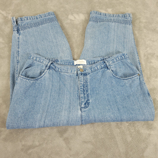 CJ Banks Jeans 16W Plus Medium Blue Denim Capri Pleated Hem CAP32E
