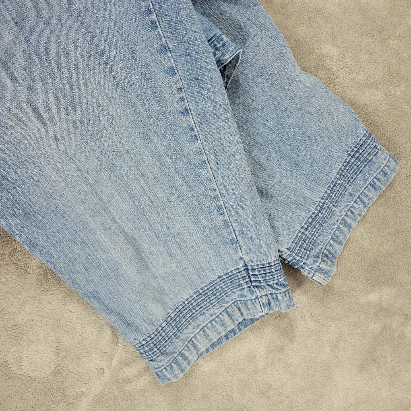 CJ Banks Jeans 16W Plus Medium Blue Denim Capri Pleated Hem CAP32E