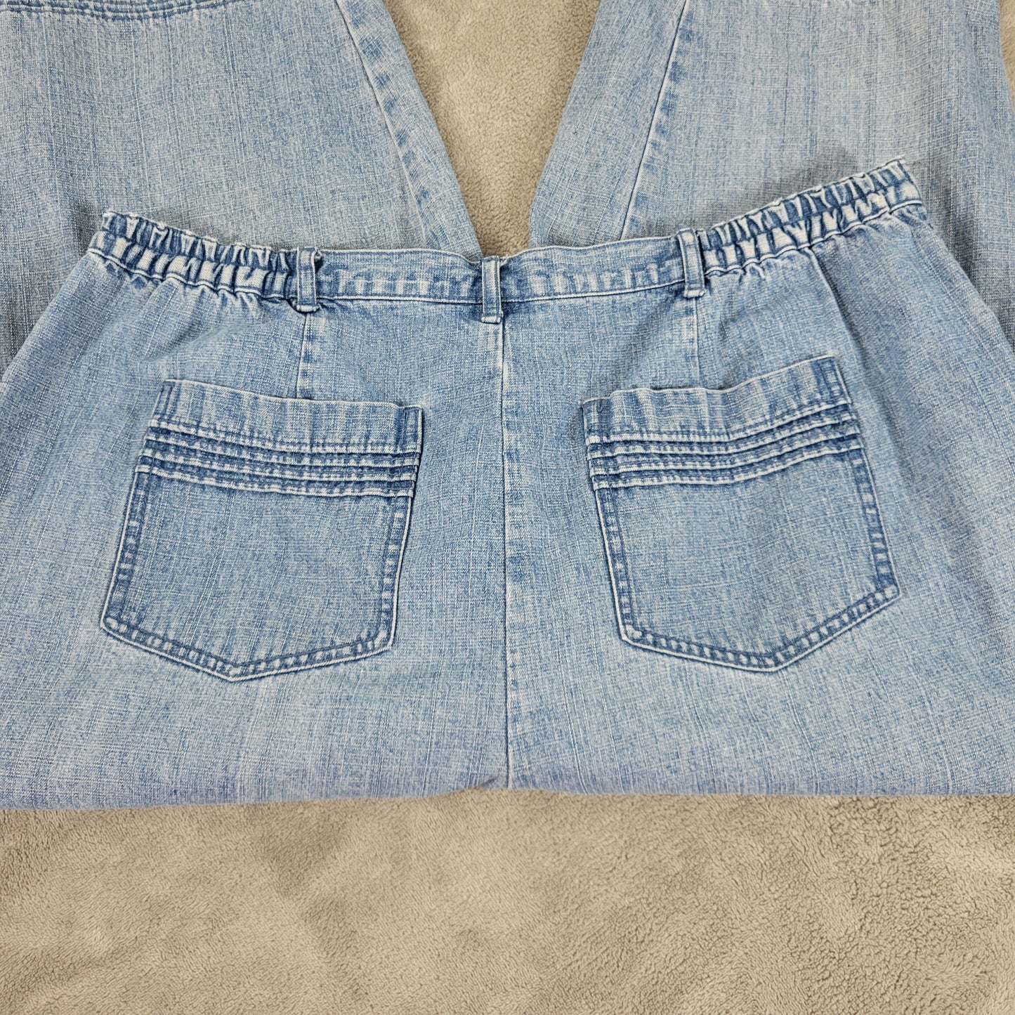 CJ Banks Jeans 16W Plus Medium Blue Denim Capri Pleated Hem CAP32E