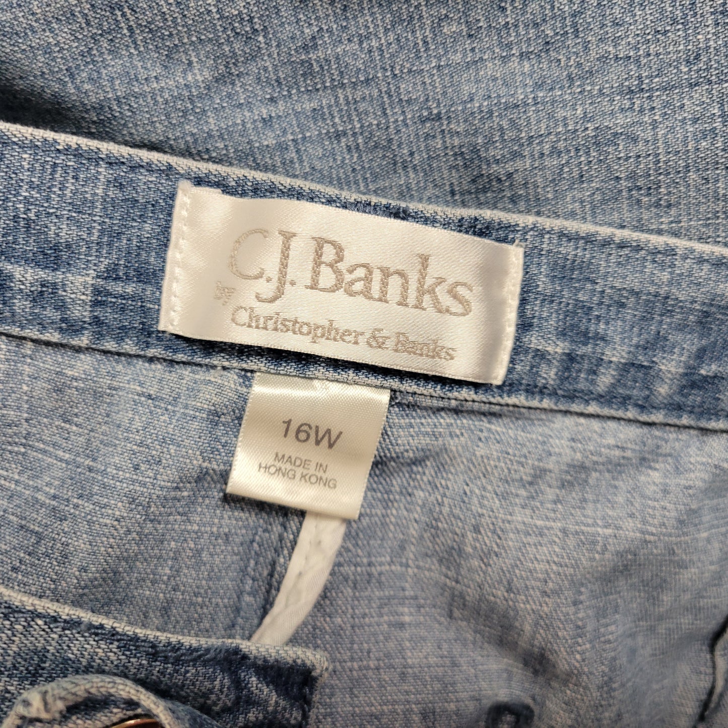 CJ Banks Jeans 16W Plus Medium Blue Denim Capri Pleated Hem CAP32E