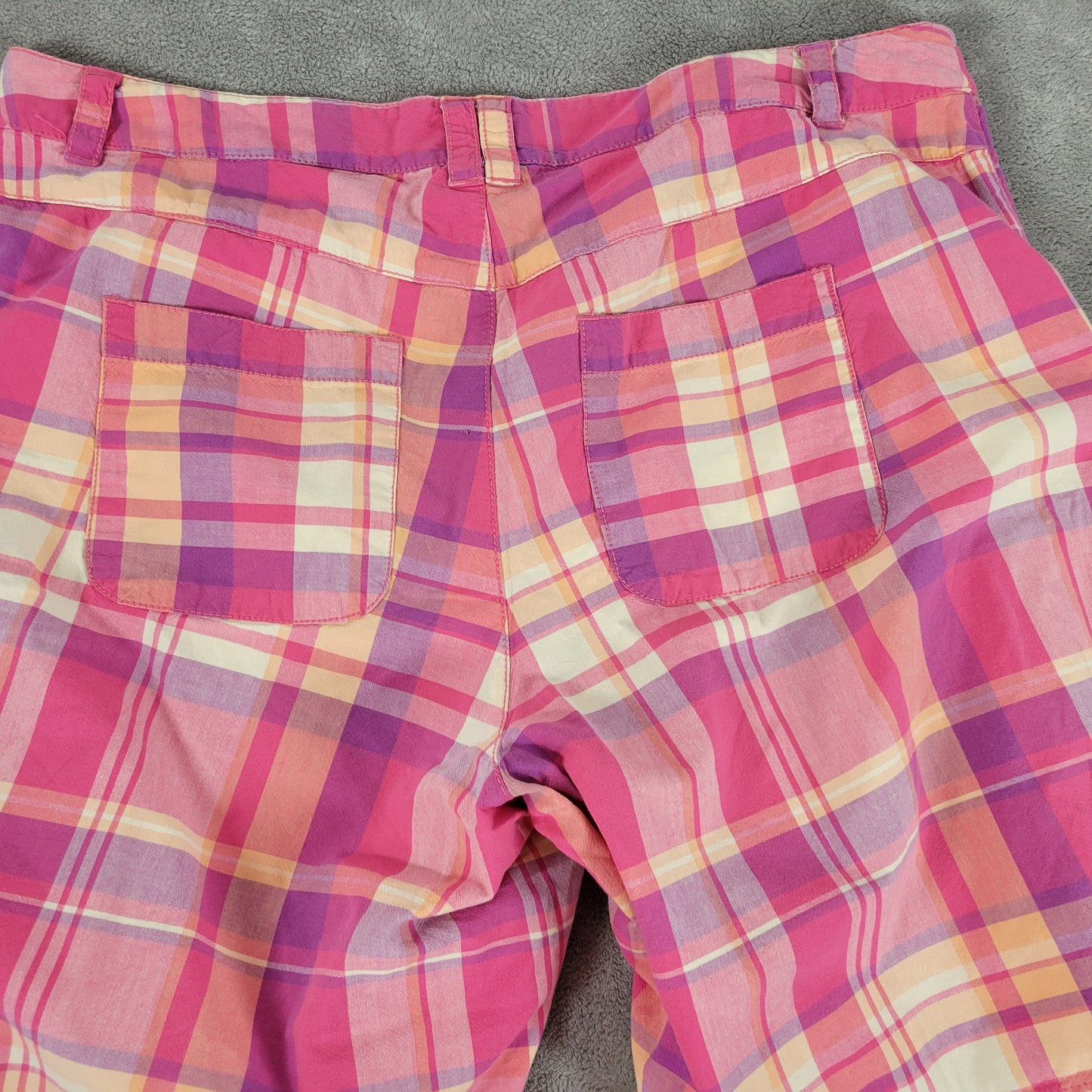 Lane Bryant Shorts Womens 18 Pink Plaid Cotton Chino Pockets Casual PLA31E