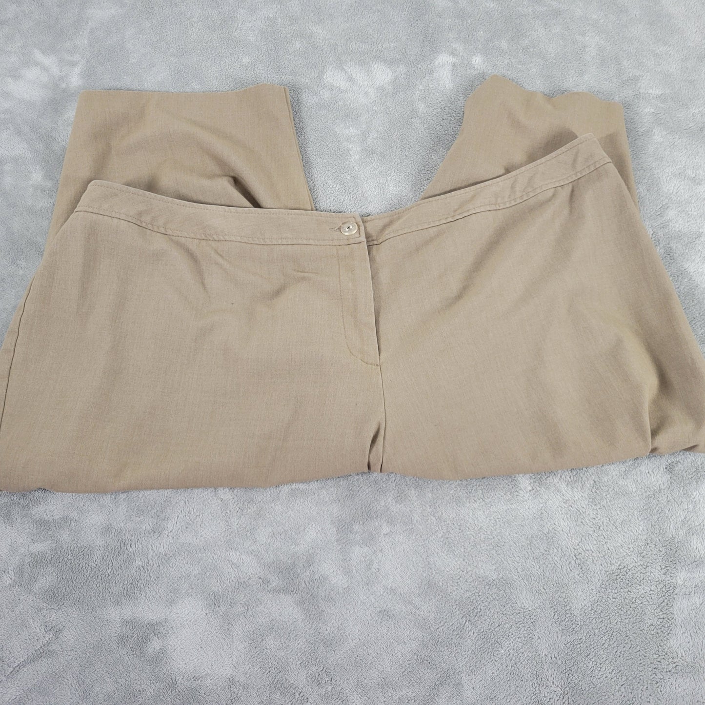 Ashley Stewart Dress Pants 24W Plus Tan Capri Crop Zip Stretch 19" BRO7E