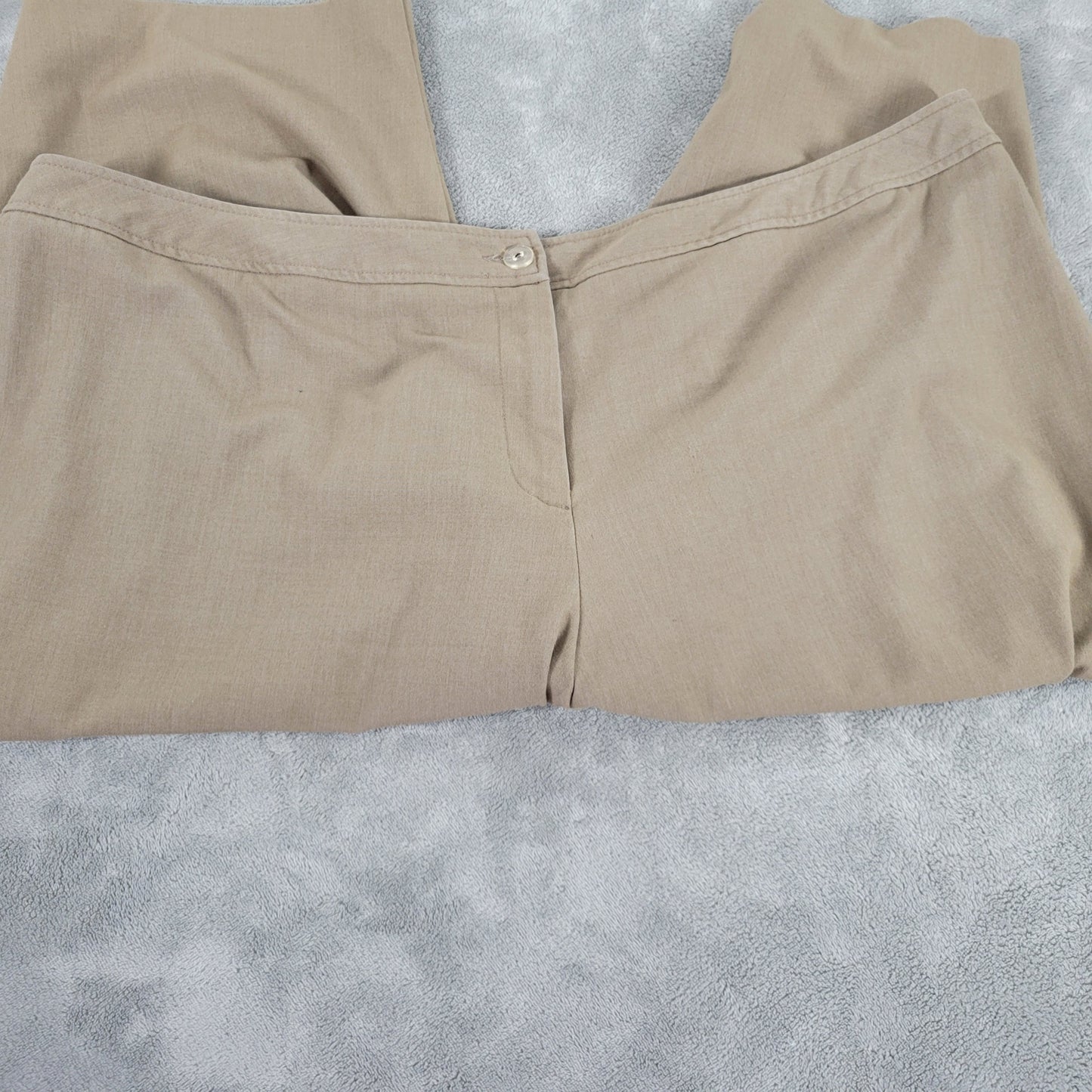 Ashley Stewart Dress Pants 24W Plus Tan Capri Crop Zip Stretch 19" BRO7E