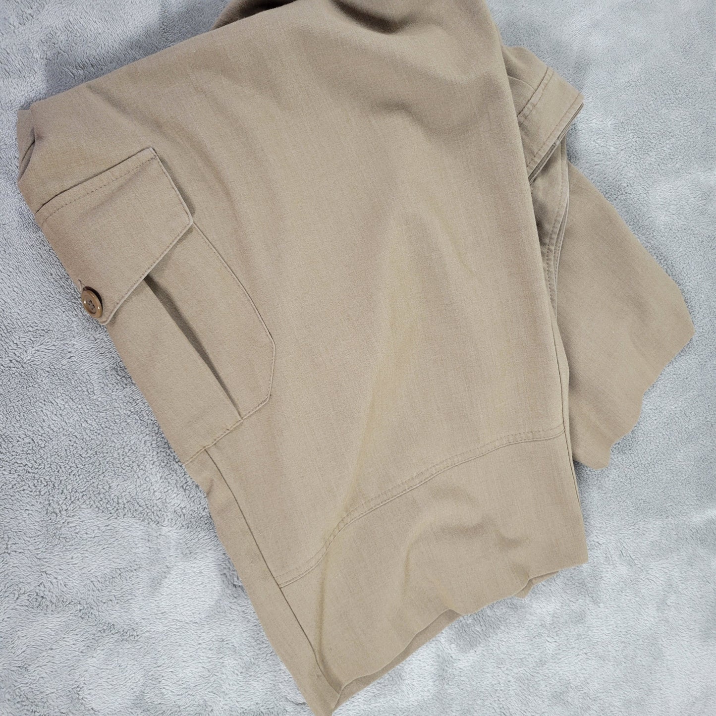 Ashley Stewart Dress Pants 24W Plus Tan Capri Crop Zip Stretch 19" BRO7E