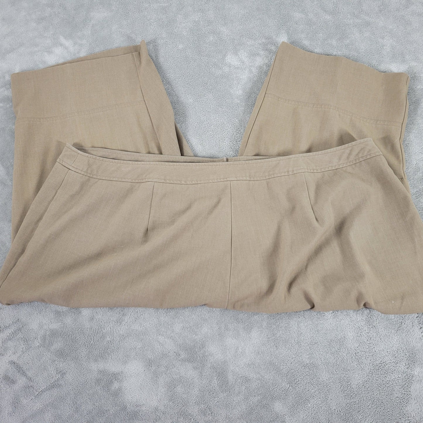 Ashley Stewart Dress Pants 24W Plus Tan Capri Crop Zip Stretch 19" BRO7E