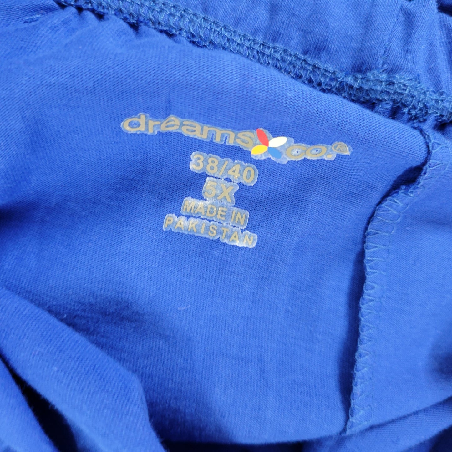 Dreams Co Pajama Lounge Pants 5X Plus Solid Blue 100% Cotton C14E