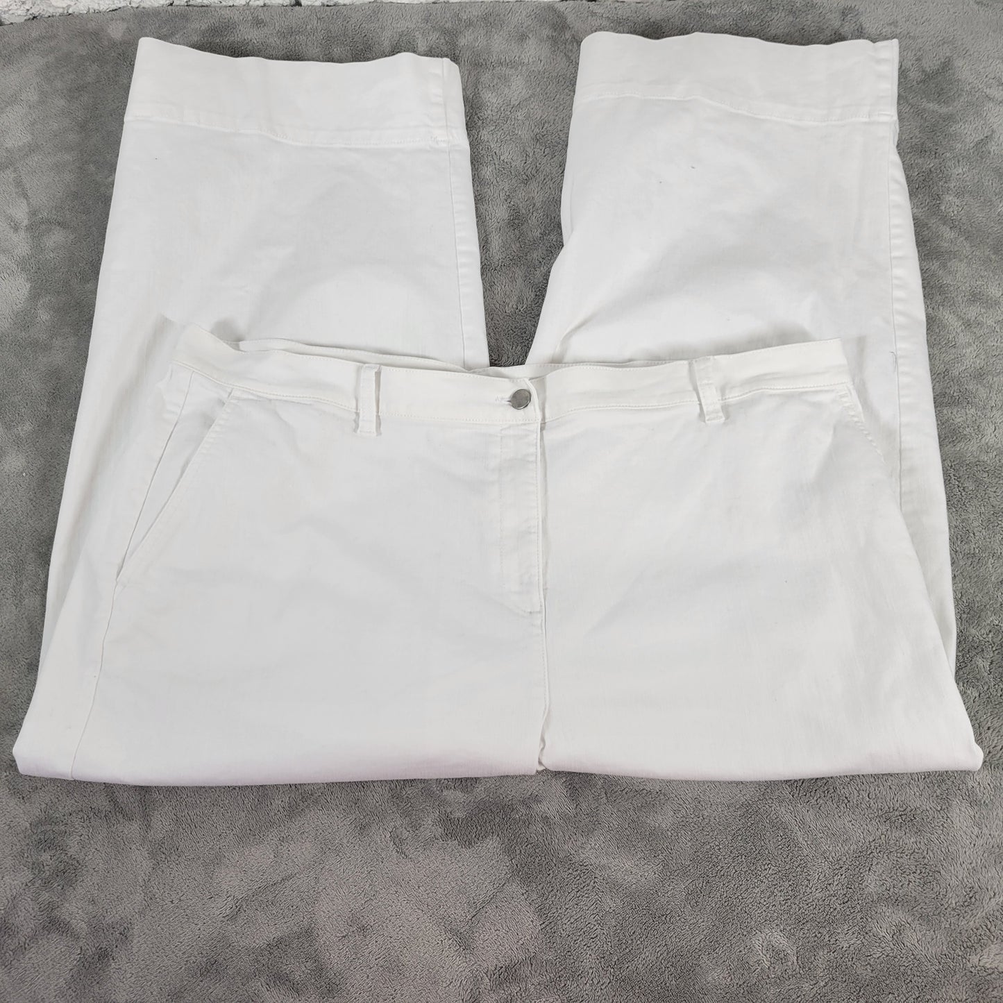 Eileen Fisher Pants 2X White Cotton Blend Cropped Elastic Waist Denim SL107E