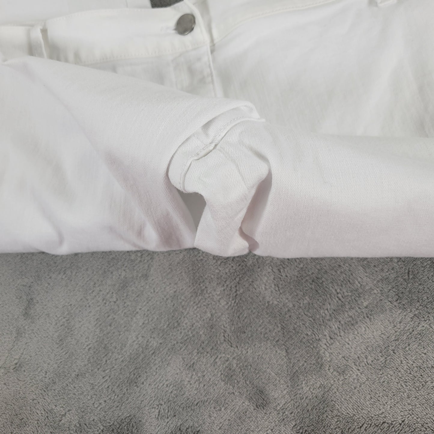 Eileen Fisher Pants 2X White Cotton Blend Cropped Elastic Waist Denim SL107E