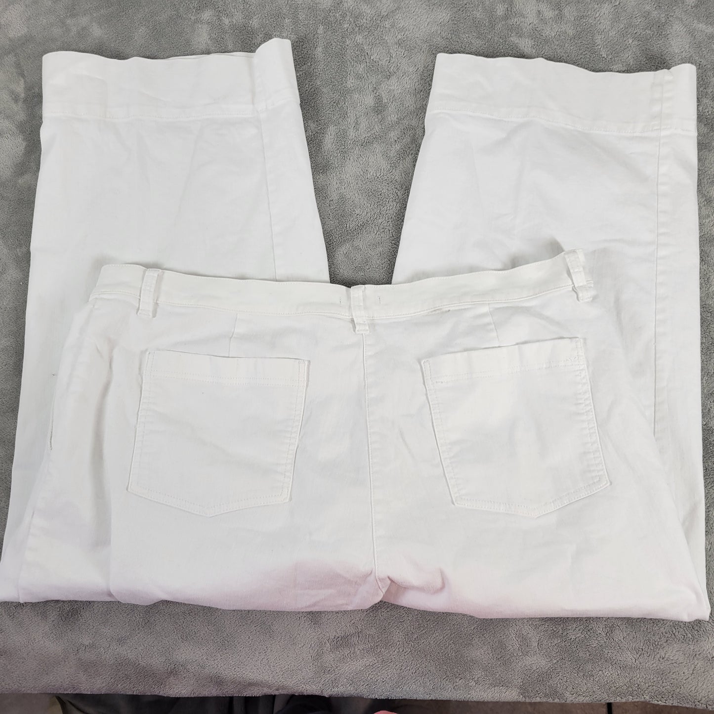 Eileen Fisher Pants 2X White Cotton Blend Cropped Elastic Waist Denim SL107E