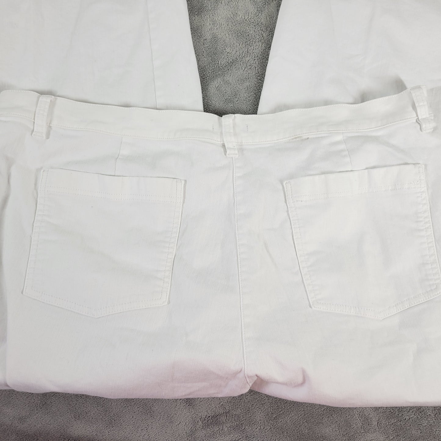 Eileen Fisher Pants 2X White Cotton Blend Cropped Elastic Waist Denim SL107E