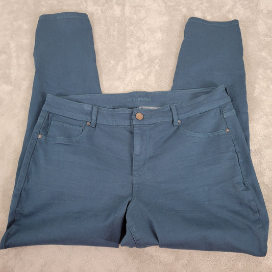Maurices Jeans 20W Blue Green Denim Tapered Elastic Waist Stretch SL105E