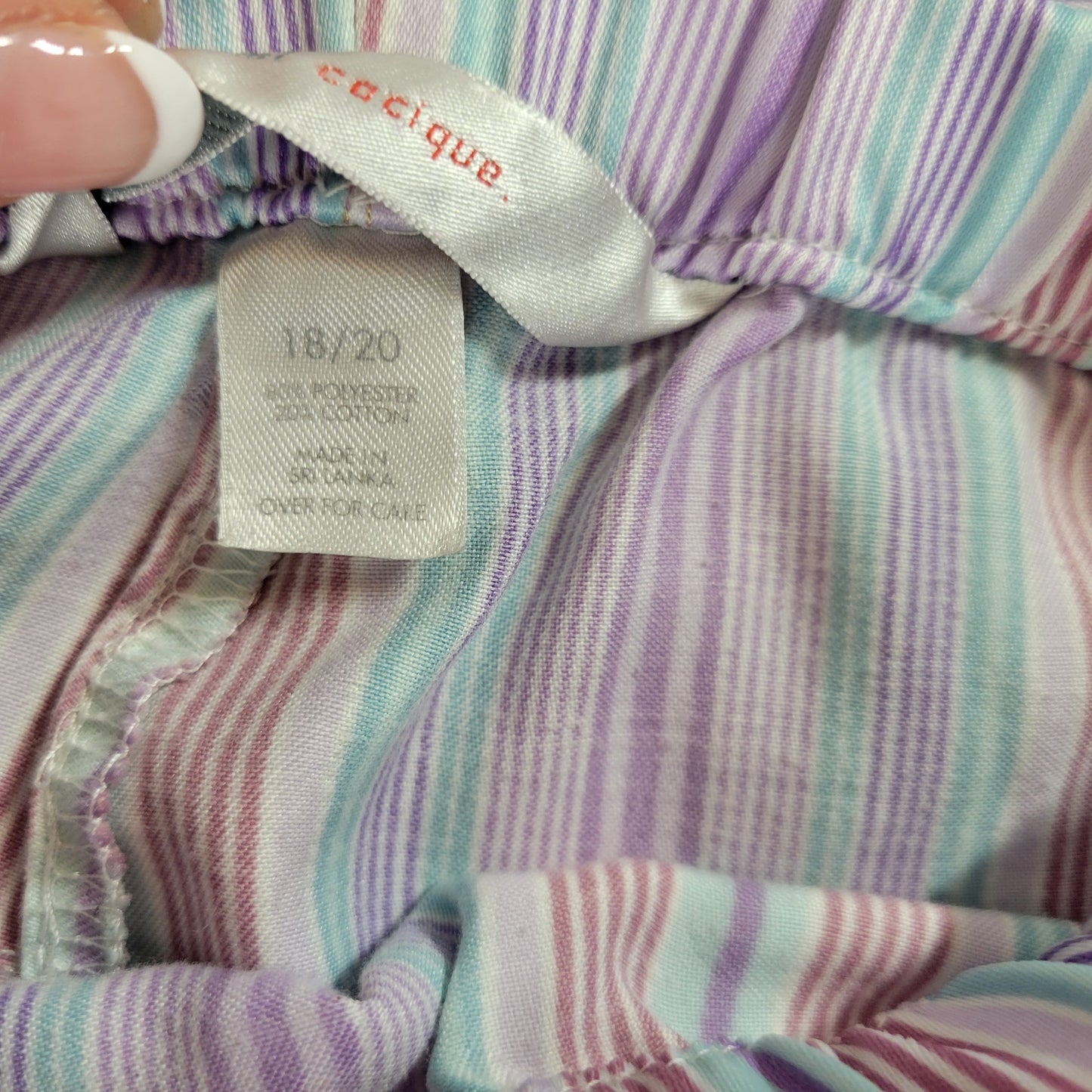 Cacique Pajama Pants 18 Plus Pastel Stripe Drawstring Lounge Sleepwear STR181XE