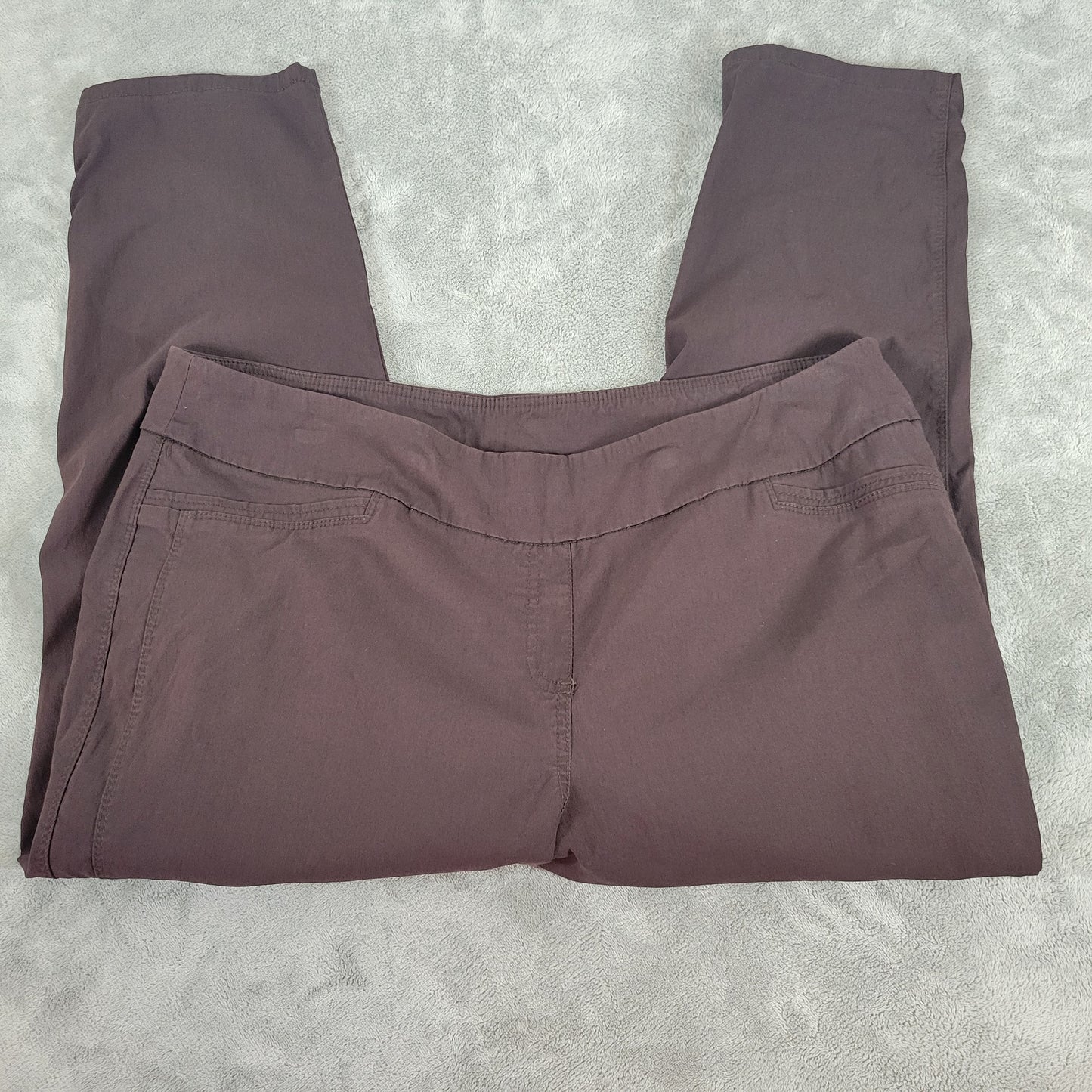 Westbound Pants 24W Plus Solid Brown Dress Elastic Waist Pull On Straight BRO23E