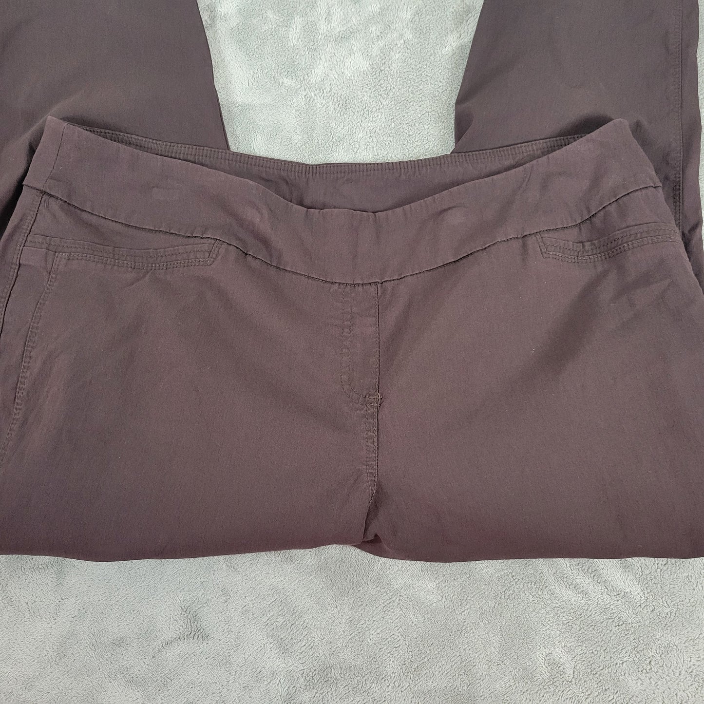 Westbound Pants 24W Plus Solid Brown Dress Elastic Waist Pull On Straight BRO23E