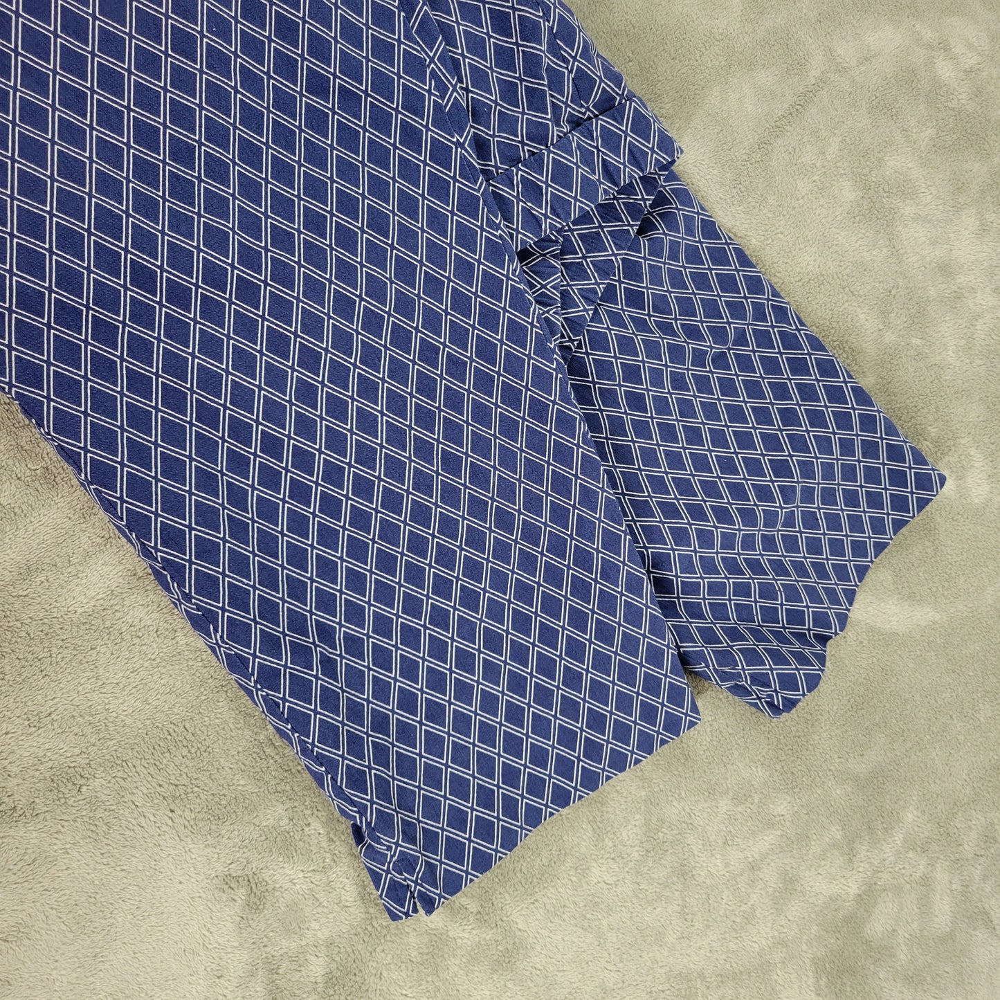 Susan Graver Capri Pants 22W Blue Geometric Diamond Pull On Elastic Waist CAP3E