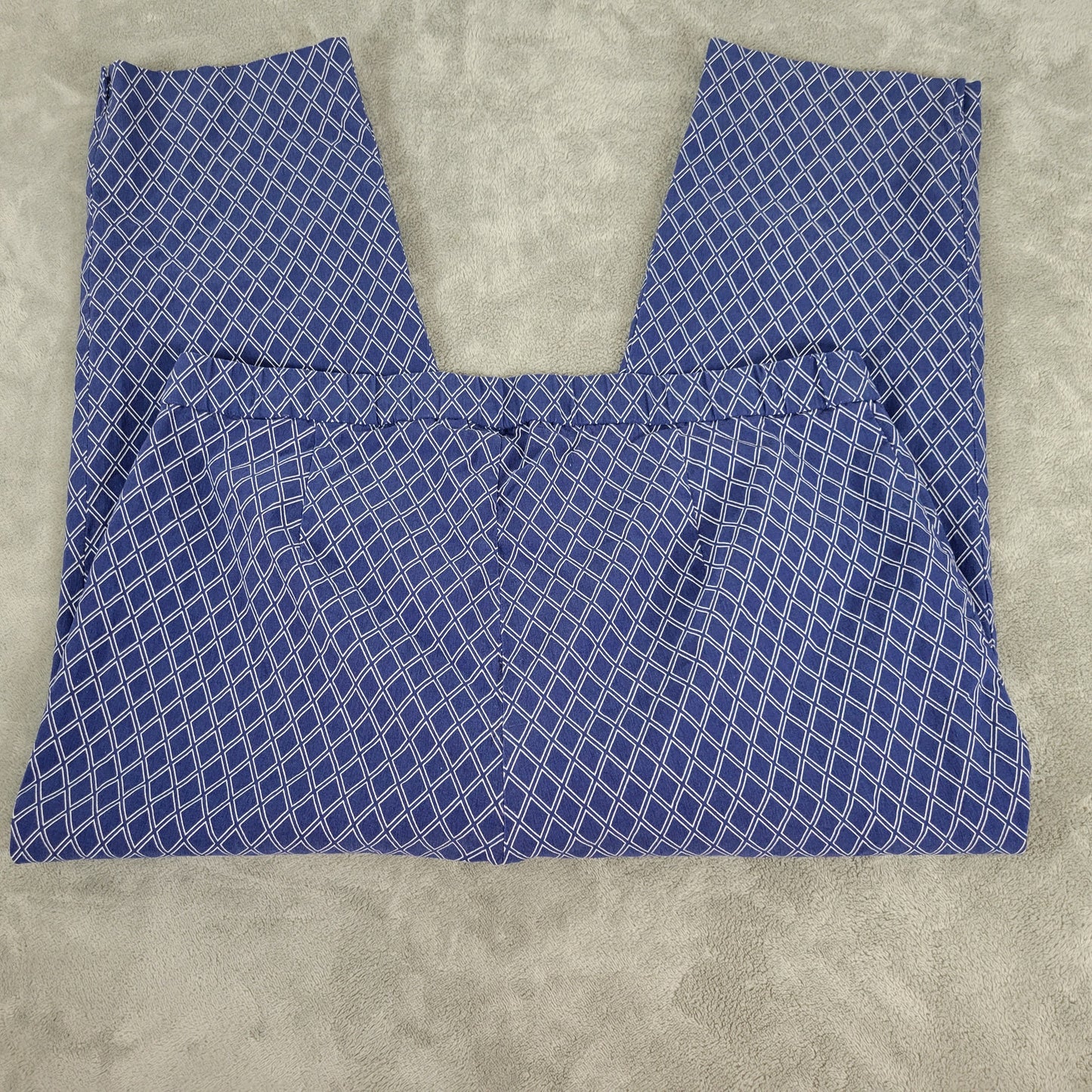 Susan Graver Capri Pants 22W Blue Geometric Diamond Pull On Elastic Waist CAP3E