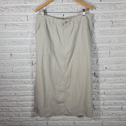 Covington Beige Denim Midi Skirt Size 18 Straight Pencil Casual Pockets WHI18E