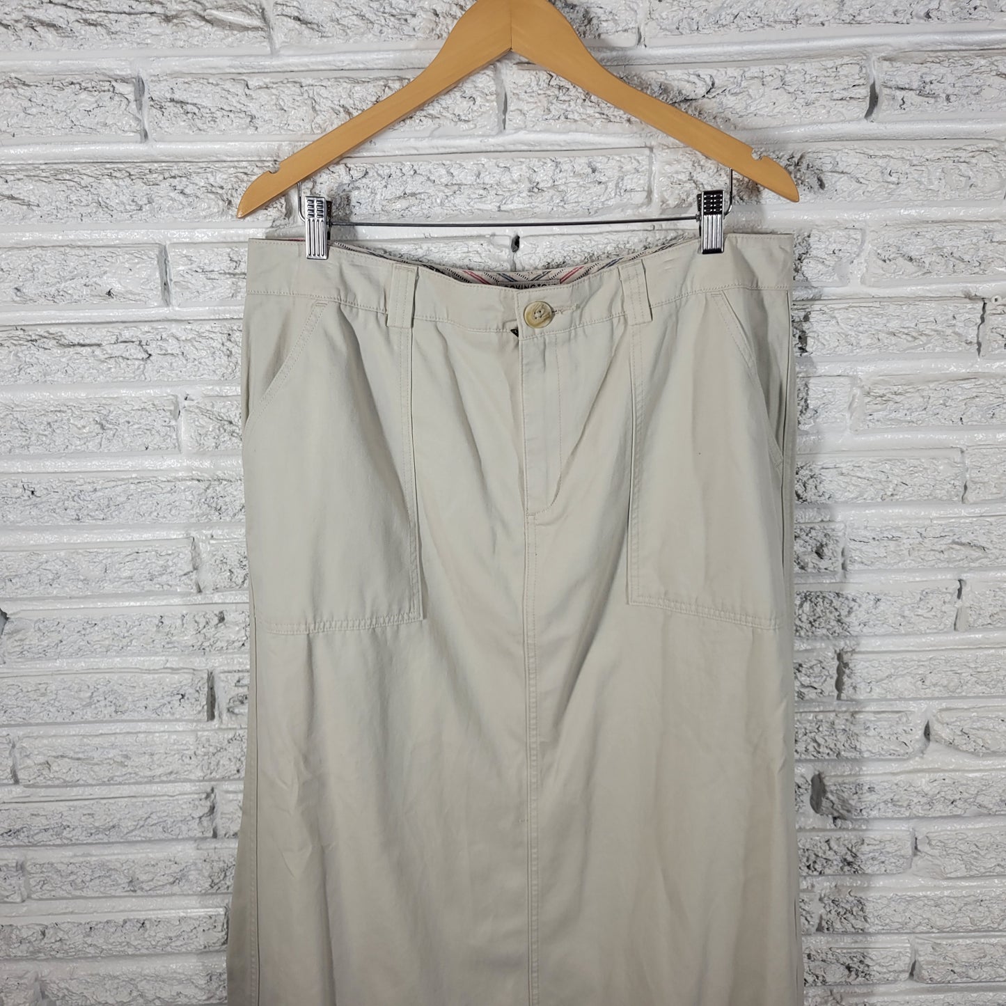 Covington Beige Denim Midi Skirt Size 18 Straight Pencil Casual Pockets WHI18E