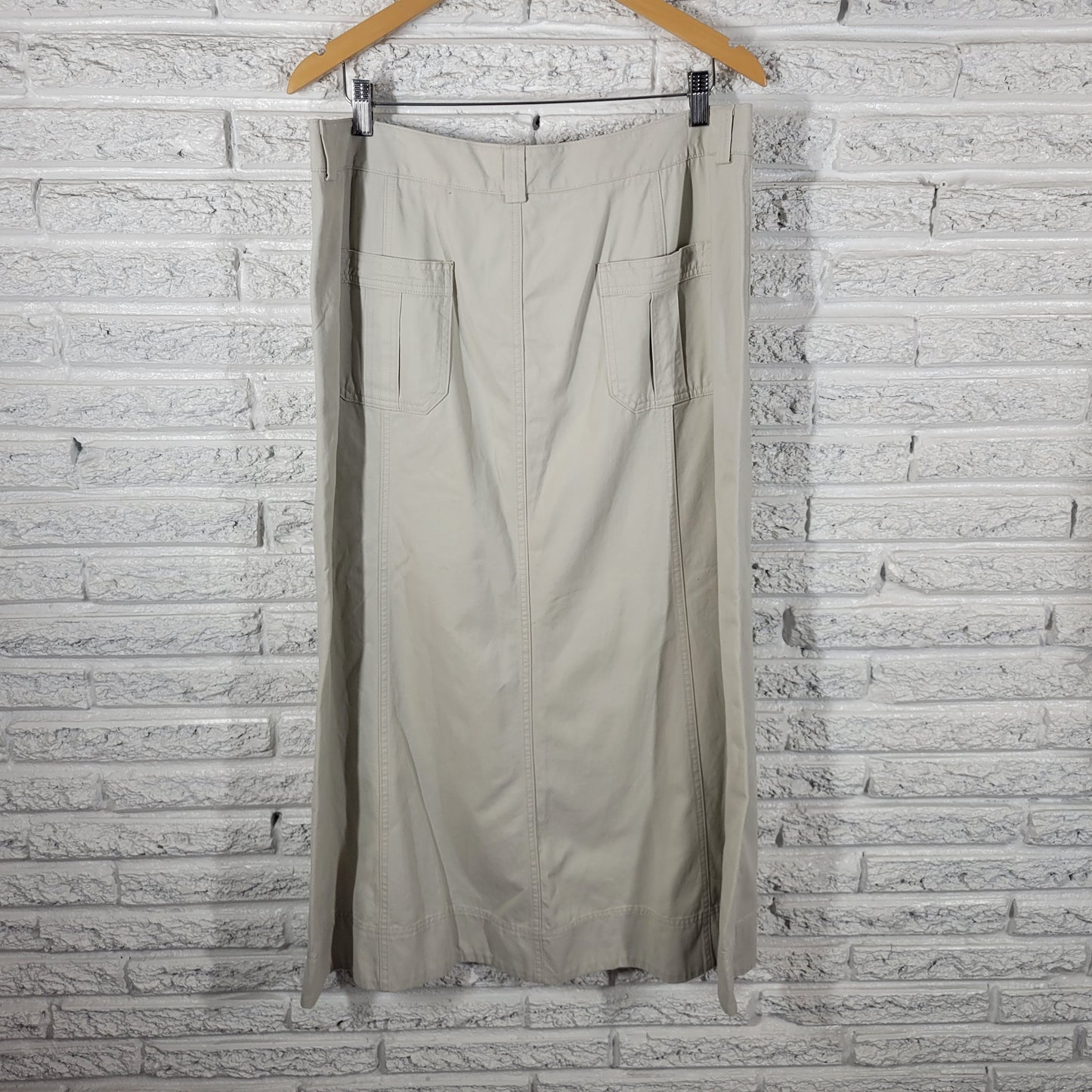 Covington Beige Denim Midi Skirt Size 18 Straight Pencil Casual Pockets WHI18E
