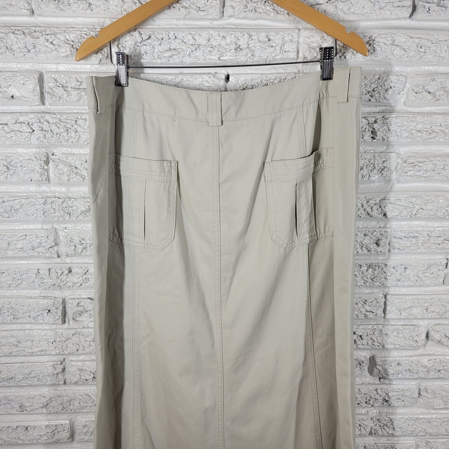 Covington Beige Denim Midi Skirt Size 18 Straight Pencil Casual Pockets WHI18E