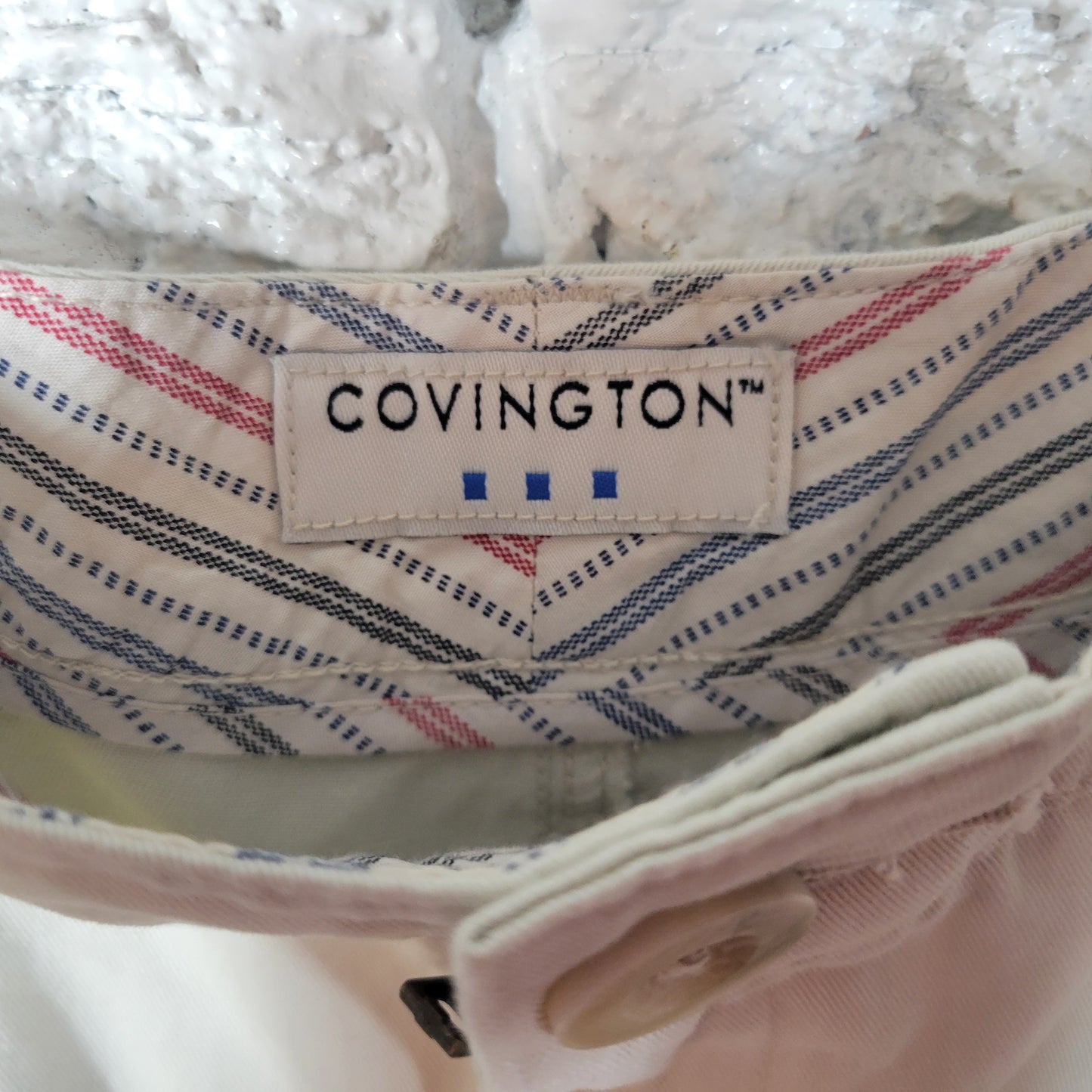 Covington Beige Denim Midi Skirt Size 18 Straight Pencil Casual Pockets WHI18E