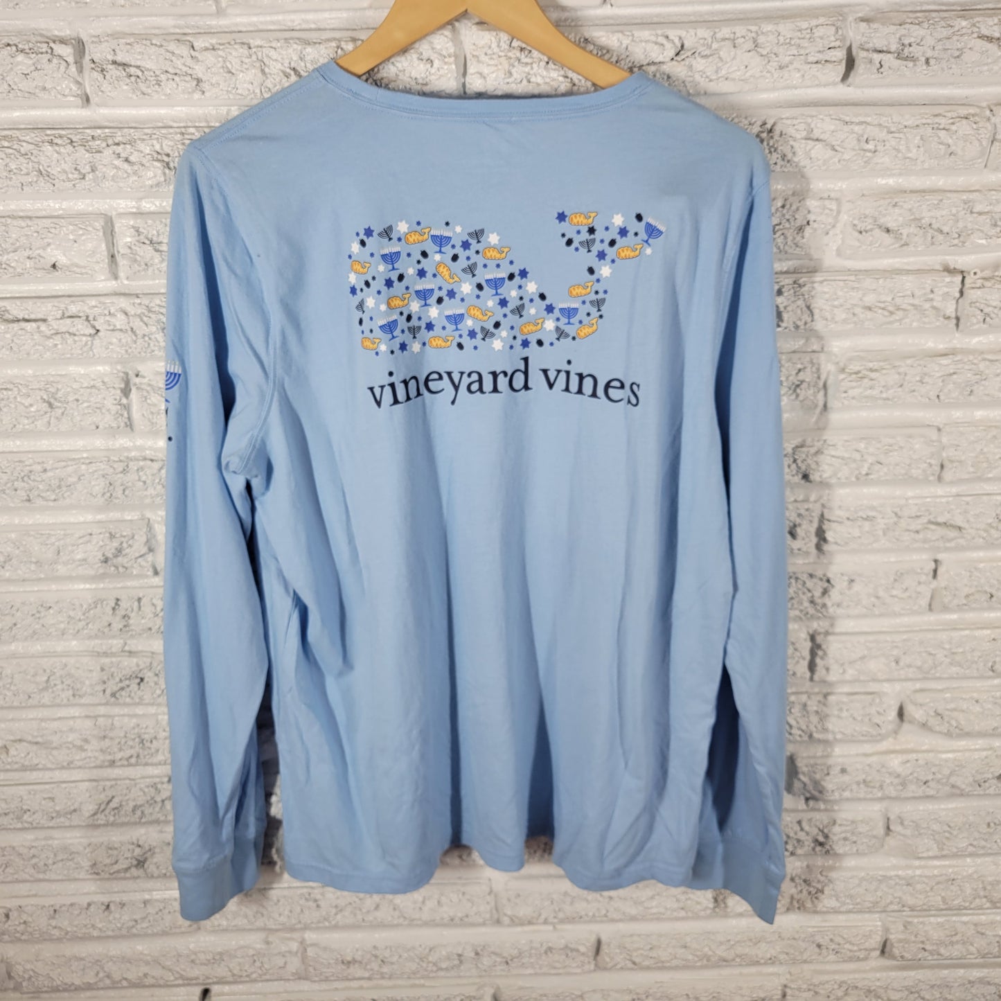 Vineyard Vines Tee XL Blue 100% Cotton Jersey Crew Neck Hanukkah NOV118E
