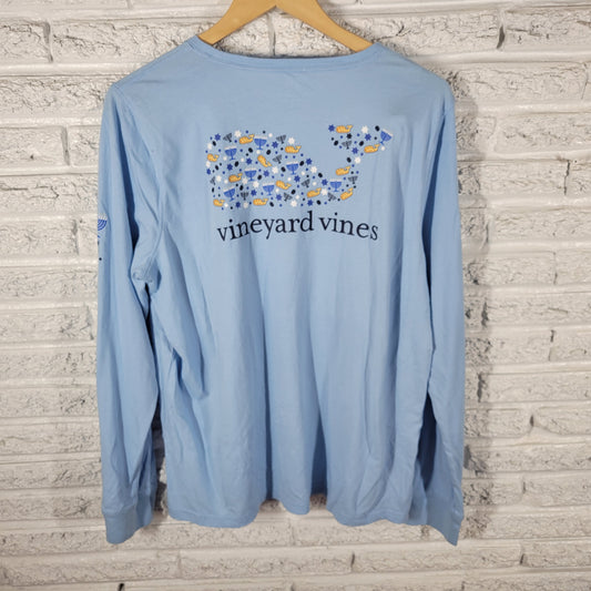 Vineyard Vines Tee XL Blue 100% Cotton Jersey Crew Neck Hanukkah NOV118E