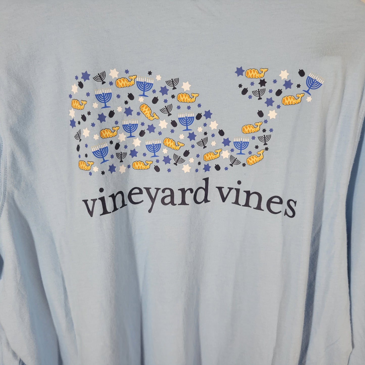 Vineyard Vines Tee XL Blue 100% Cotton Jersey Crew Neck Hanukkah NOV118E