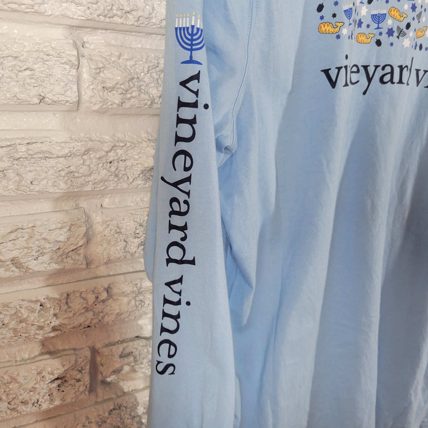Vineyard Vines Tee XL Blue 100% Cotton Jersey Crew Neck Hanukkah NOV118E