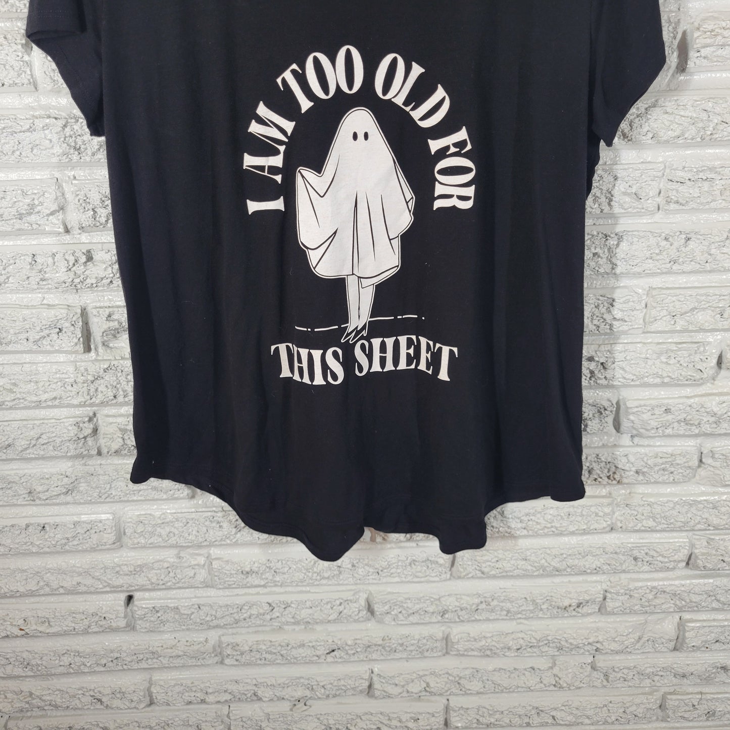 Celebrate Together Halloween Tee XXL Black Ghost V-Neck Short Sleeve BLA183E