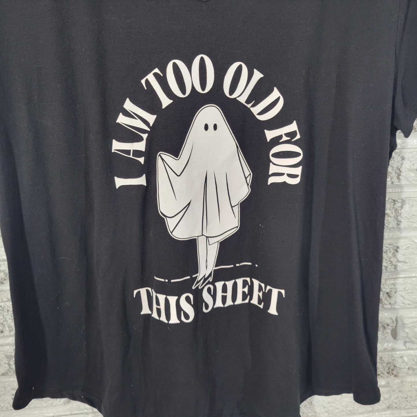 Celebrate Together Halloween Tee XXL Black Ghost V-Neck Short Sleeve BLA183E