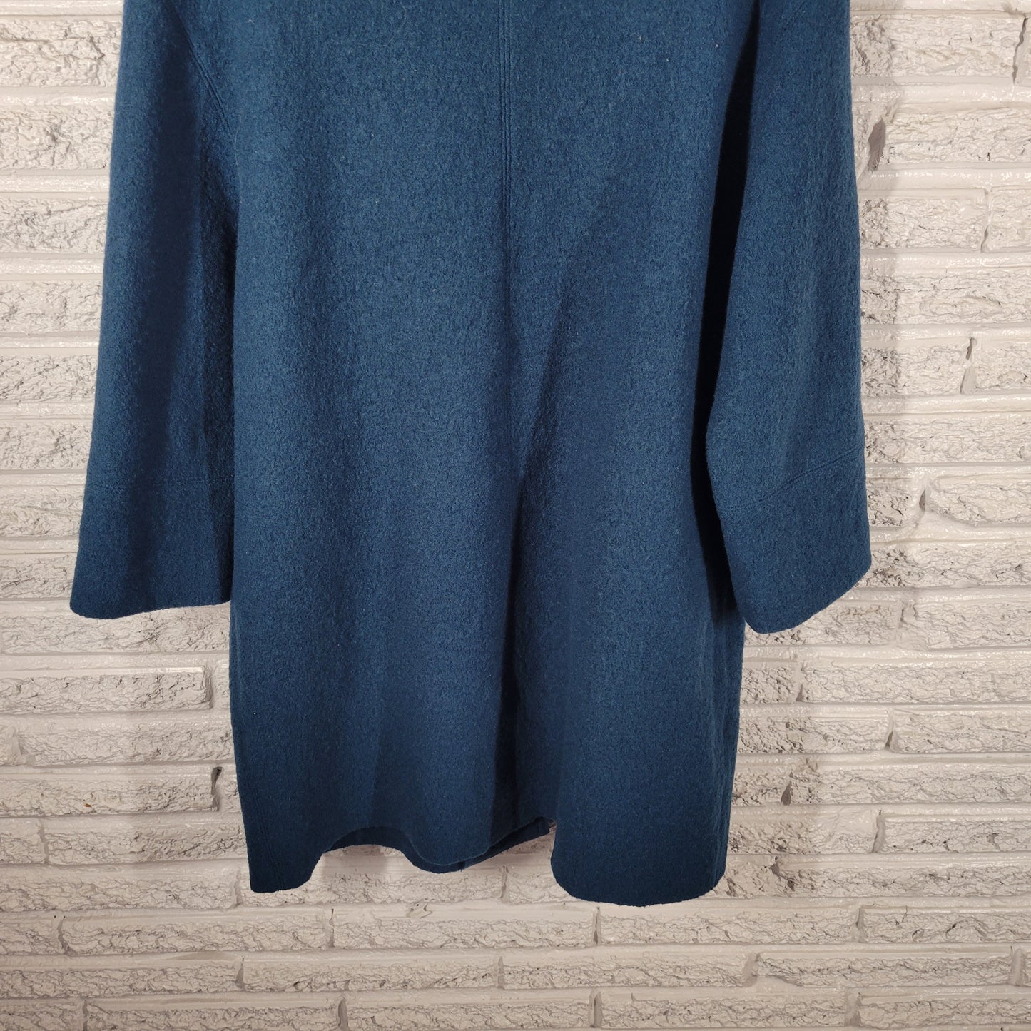 Talbots Wool Coat 1X Blue Green Solid Button Collared Long Sleeve Overcoat HNGE
