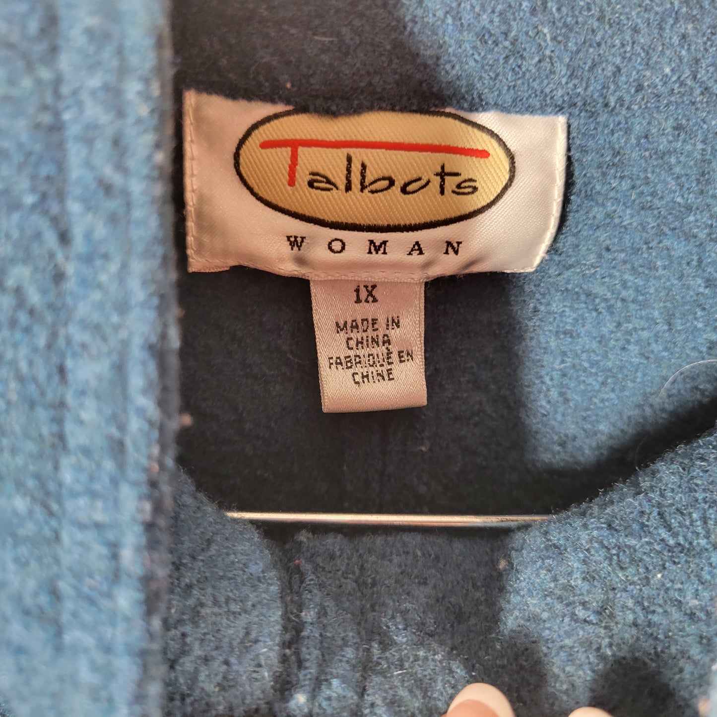 Talbots Wool Coat 1X Blue Green Solid Button Collared Long Sleeve Overcoat HNGE