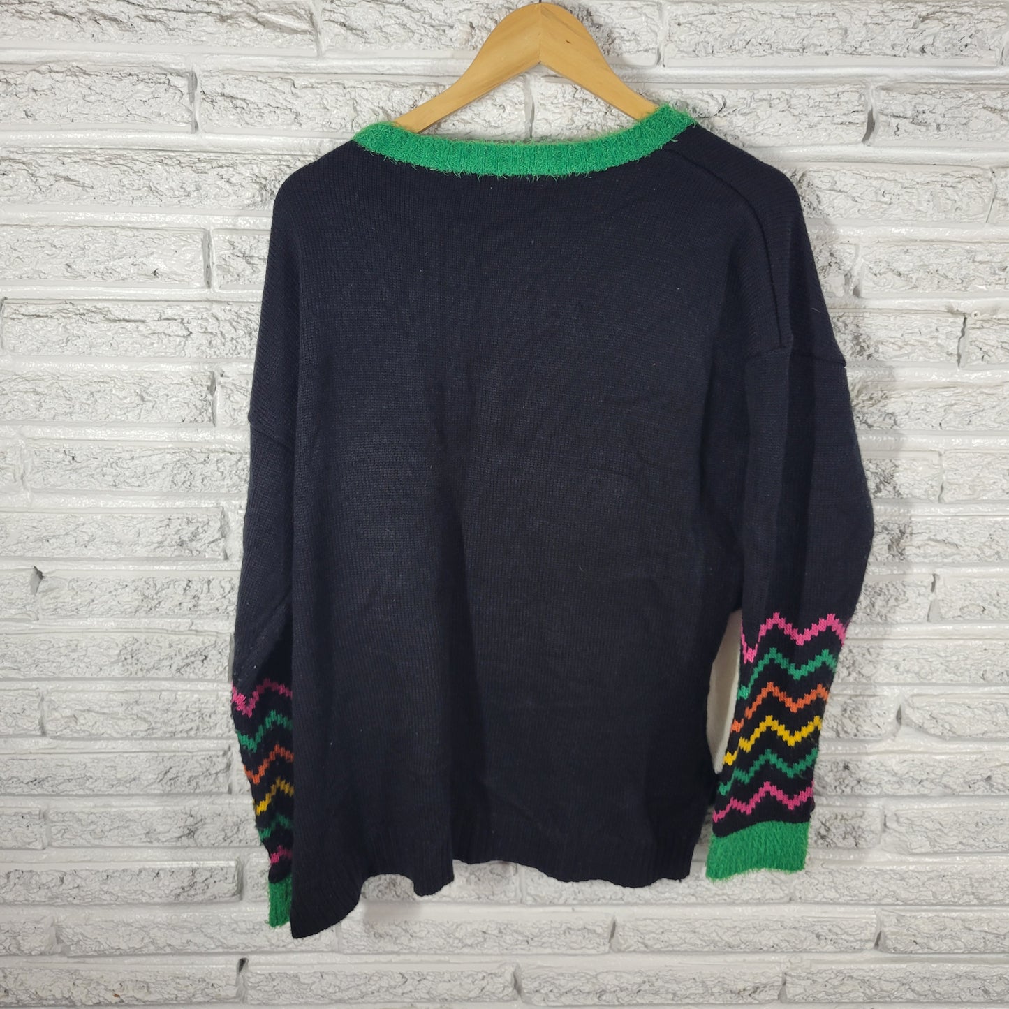 33 Degrees Women XXL Ugly Christmas Llama Sweater Black Pullover Sequin SWE12E