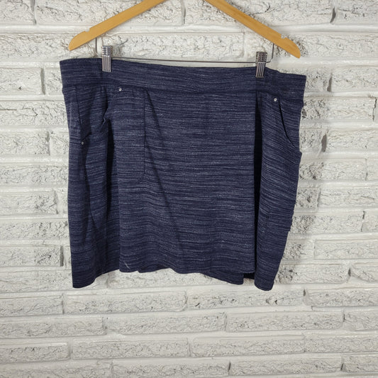 Croft & Barrow Women XXL Skort Blue Heather Pull On Elastic Waist BLU189E