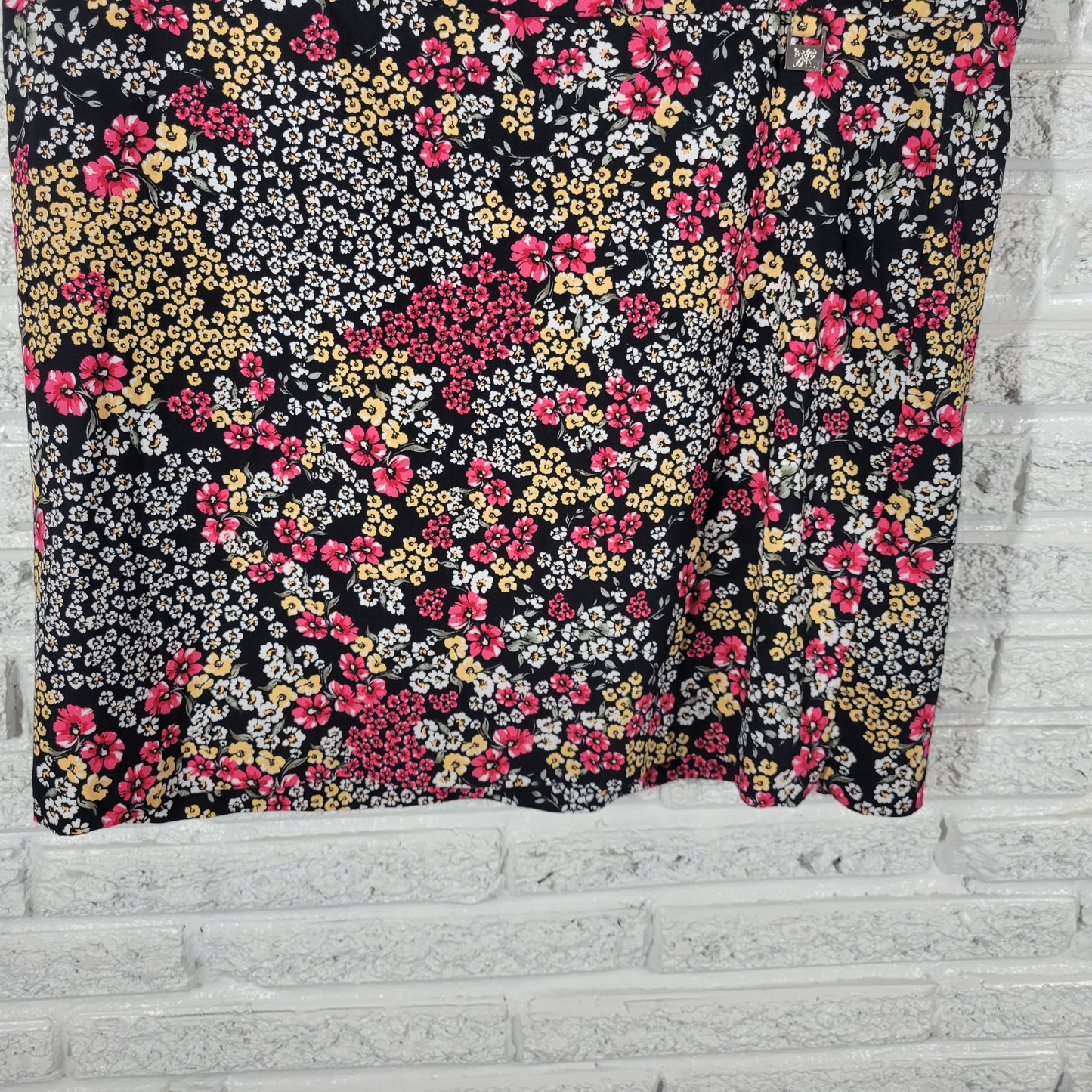 Rafaella Women XXL Skort Black Floral Pull On Elastic Waist Slit Plus FLO125E