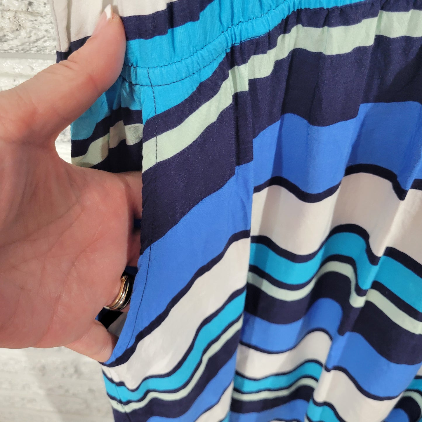 Gap Women XXL Sheath Dress Blue White Striped Sleeveless V-Neck Pockets STR110E