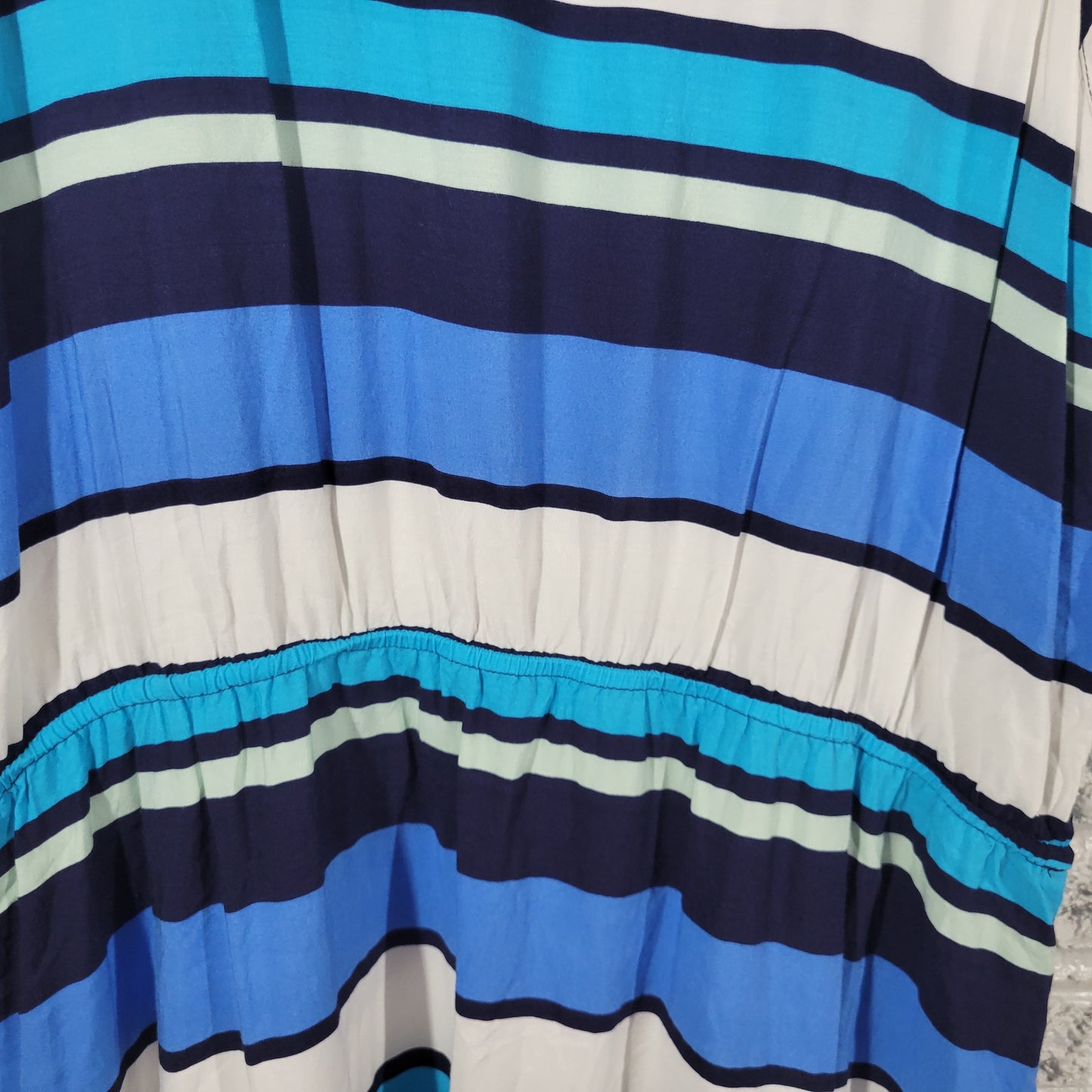 Gap Women XXL Sheath Dress Blue White Striped Sleeveless V-Neck Pockets STR110E