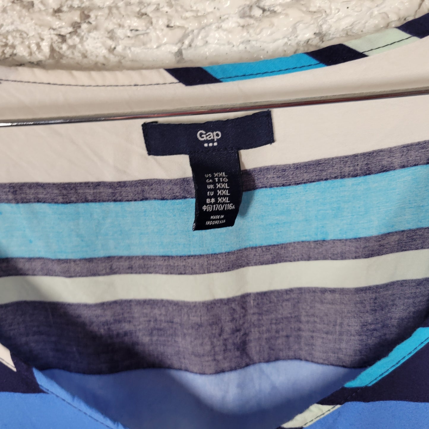 Gap Women XXL Sheath Dress Blue White Striped Sleeveless V-Neck Pockets STR110E