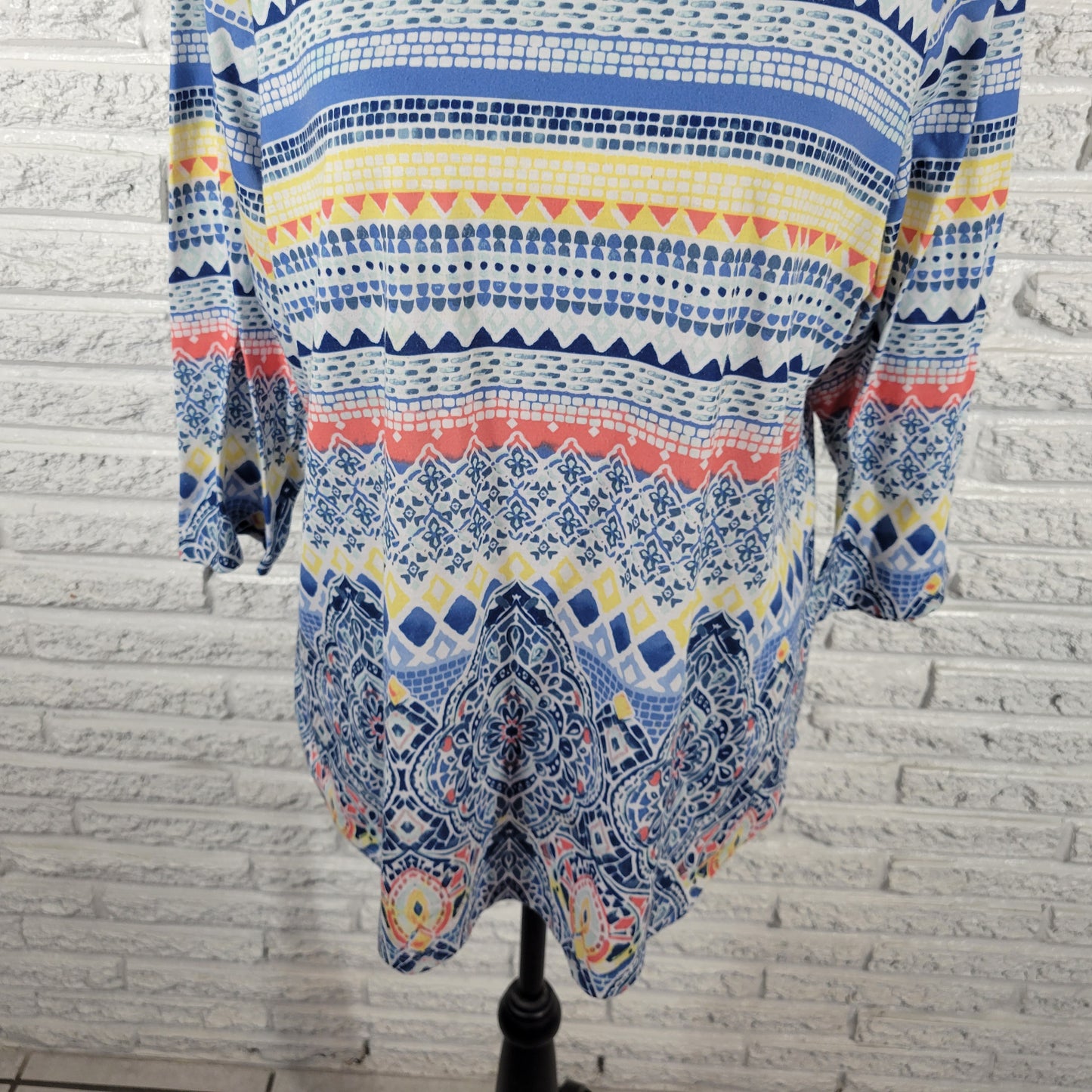 Allison Daley Women 1X Tee Shirt Multicolor Geometric Round Neck GEO97E