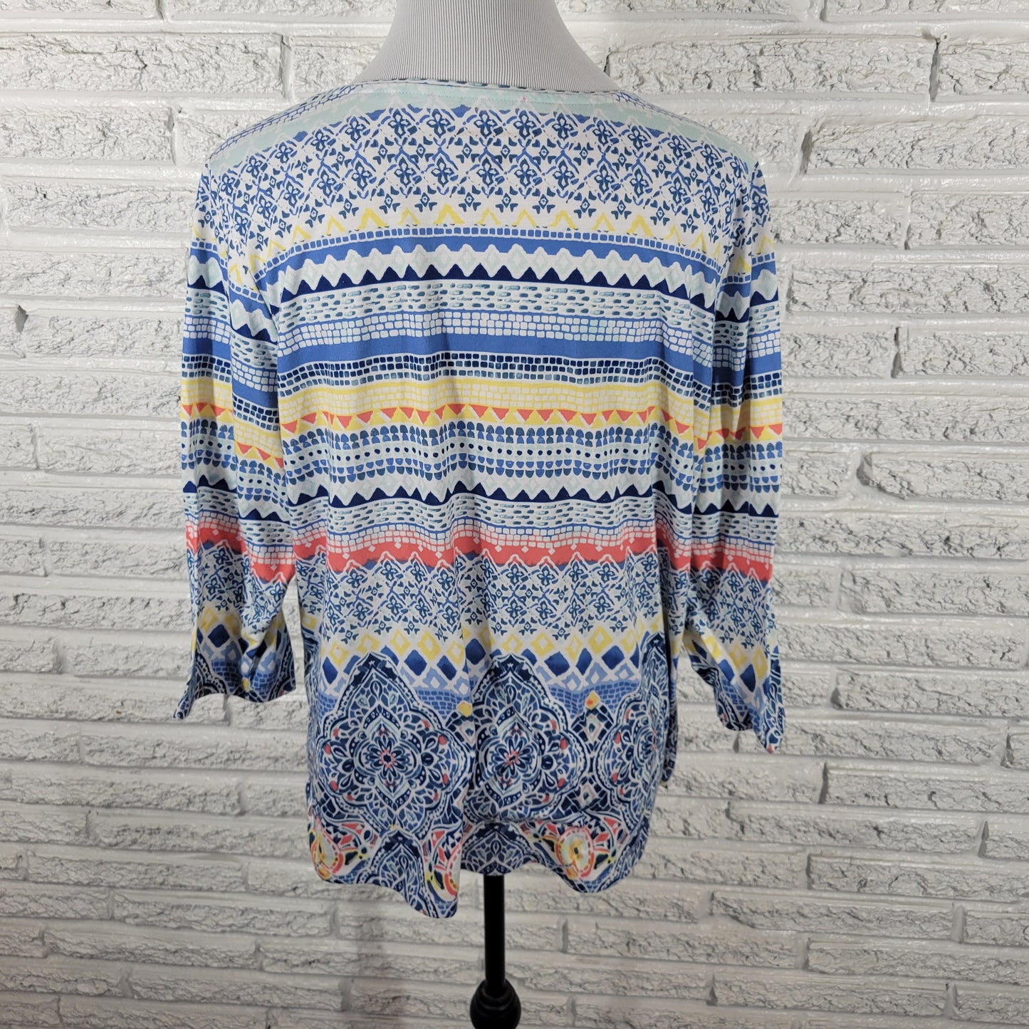 Allison Daley Women 1X Tee Shirt Multicolor Geometric Round Neck GEO97E